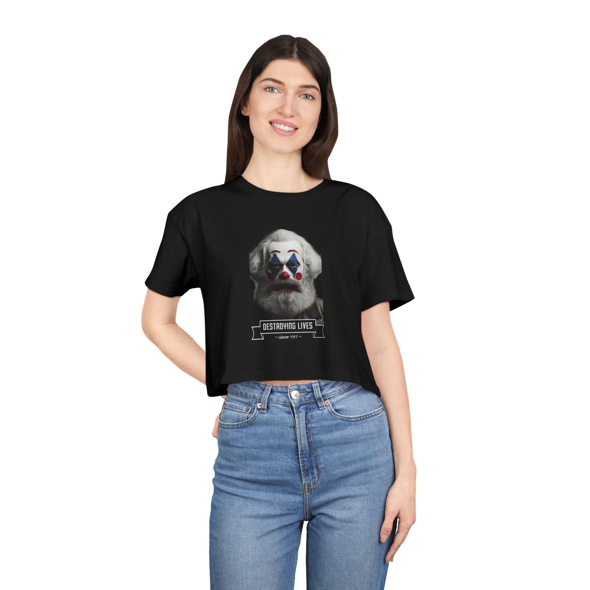 Marx 'Destroying Lives' Women's Boxy Cropped T-Shirt